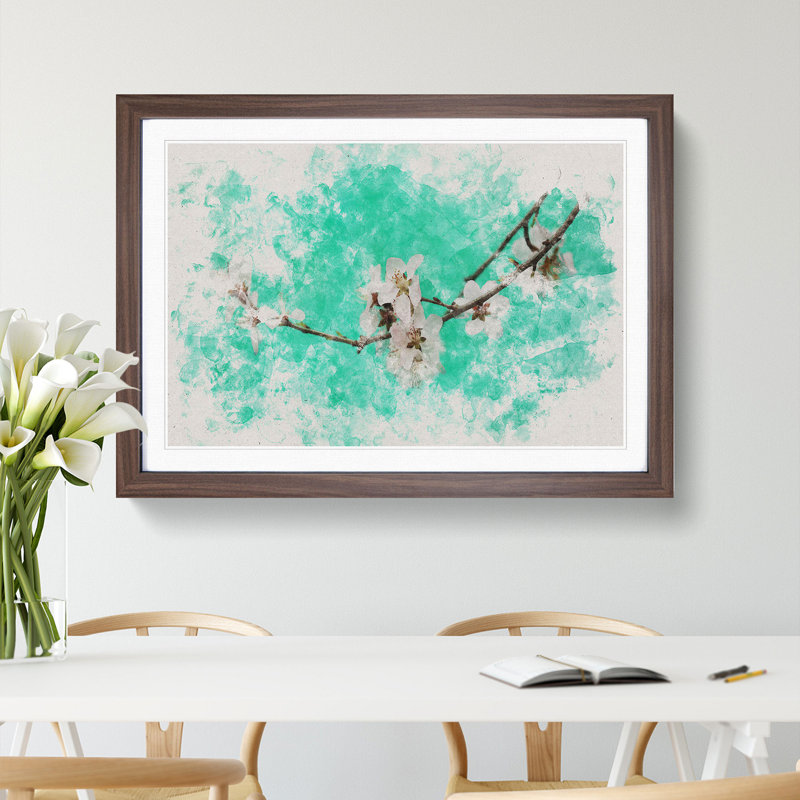 White Cherry Blossom Vol.2 - Picture Frame Graphic Art, 27cm H x 36cm W x 2cm D, Walnut Framed