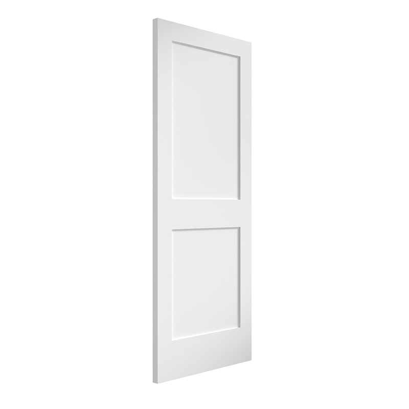 White Primed Solid Pine Wood 2-Panel Square Interior Door Slab