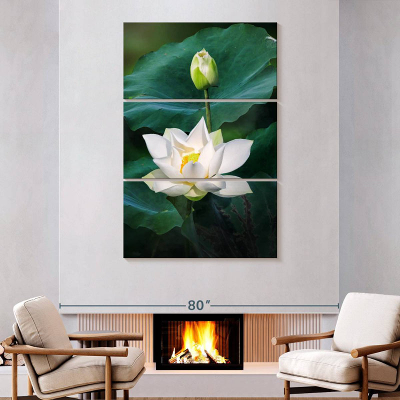 Harnek Budding White Lotuses, 74" H x 48" W