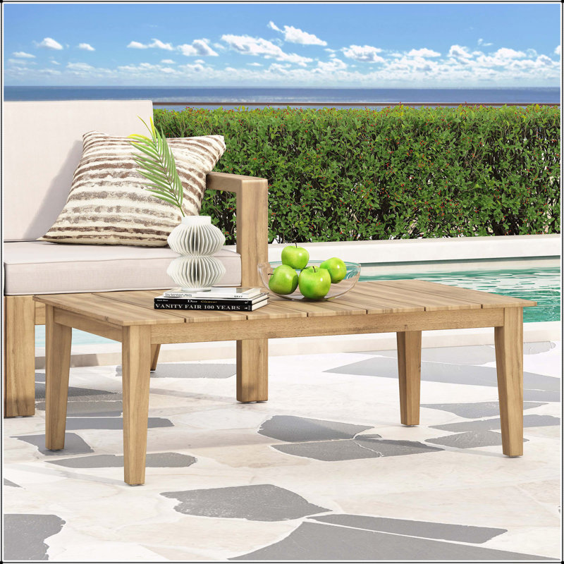 Table basse d'extérieur en bois d'acacia