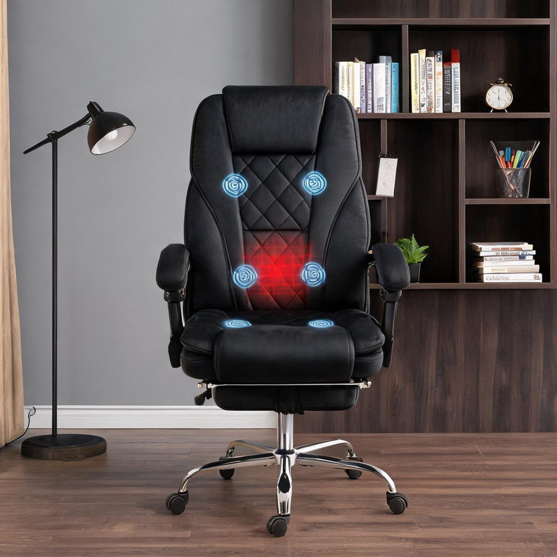 Chaises de bureau réglables en velours noir (polyester) avec revêtement en velours, siège pivotant et télécommande, 10,4 po x 11,1 po x 18,4 po