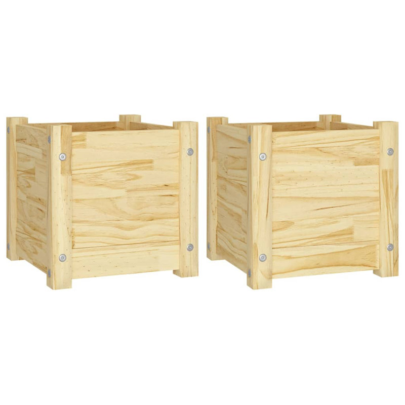 Alatea Wood Planter Box, Black, 31cm H x 31cm W x 31cm D
