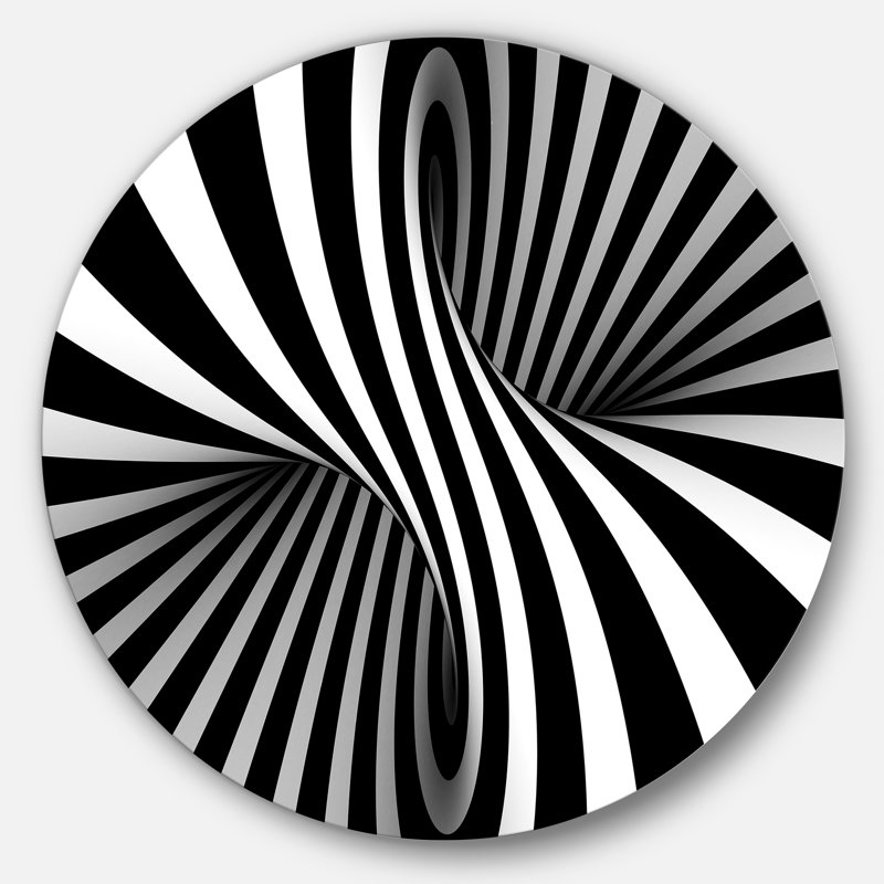 Art mural abstrait en métal, impression moderne en spirale noir et blanc - spirale noir et blanc, H 23 po x l 23 po x P 1 po