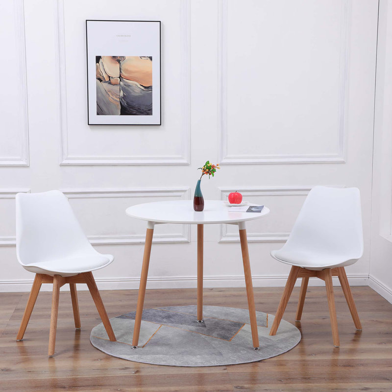 Caulksville 2 - Person Dining Set, White, White, 65cm H x 70.5cm L x 80 cm W