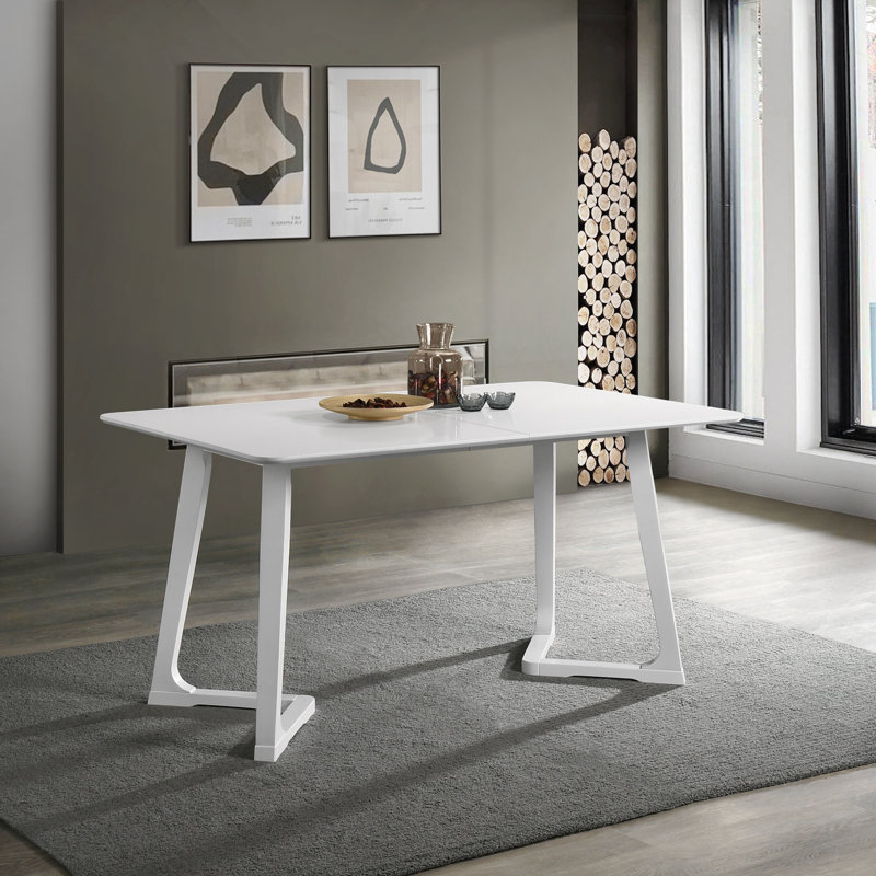 Nema Solid Wood Base Dining Table, White