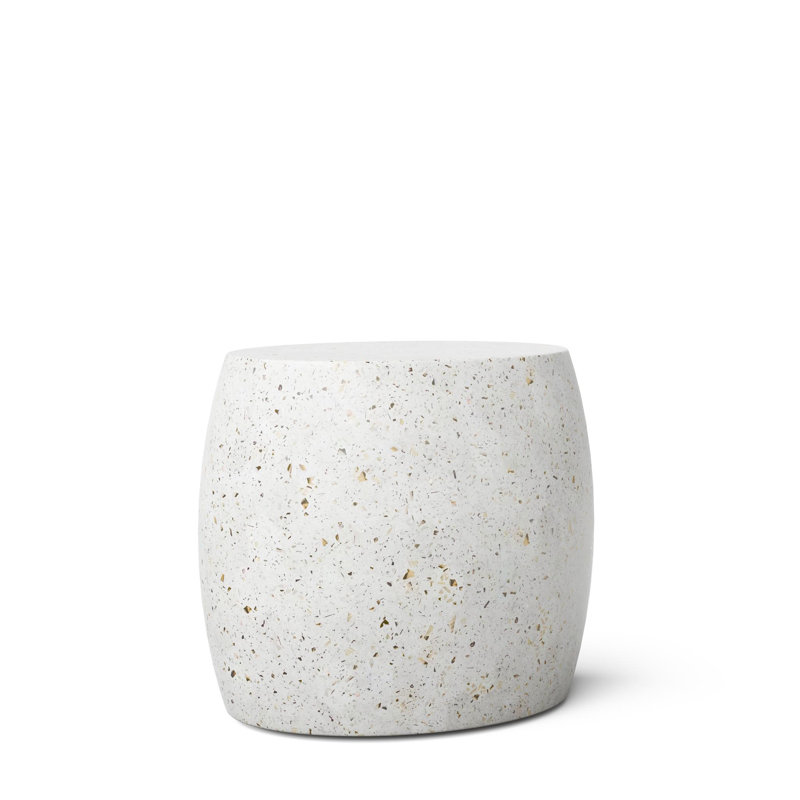 Quigley Concrete Top End Table, Ivory Terrazo