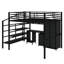 Lit mezzanine double en métal avec ensemble de table et garde-robe intégrés