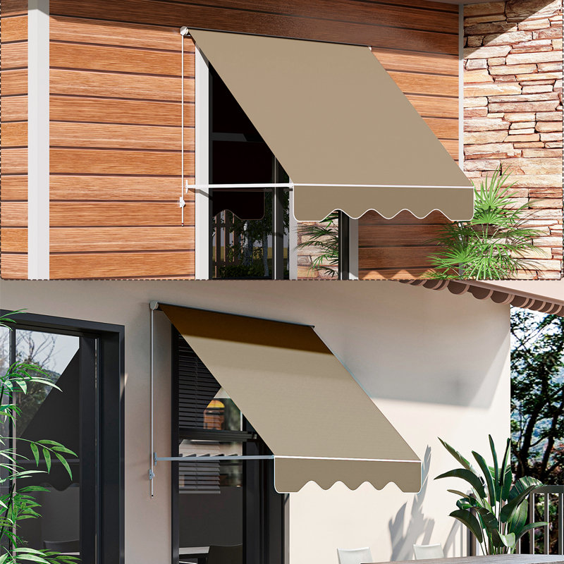 6' Drop Arm Retractable Awning - Sun Protection, Aluminum Fasteners, Ideal For Outdoor Living