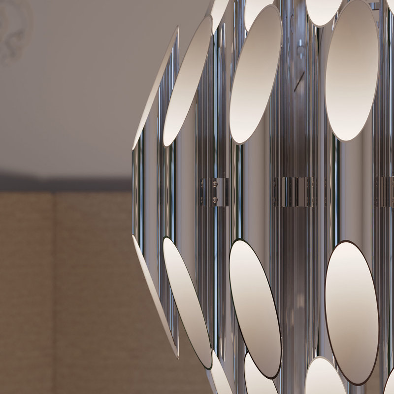 Chimes 72 - Light Dimmable LED Cylinder Chandelier, Polished Chrome