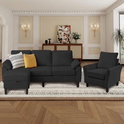 Juliani Corduroy 3 Piece Living Room Set