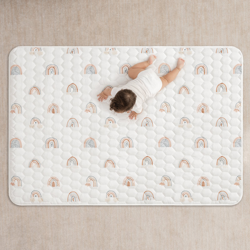 Rainbow Patterned Soft Quilted Baby Play Mat - 48" x 72"