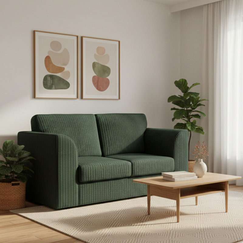 Corduroy Sofa, Forest Green