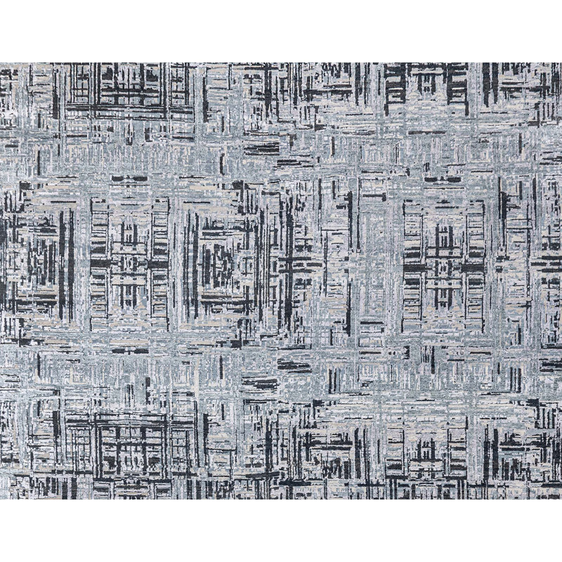 Tapis gris et argent noué à la main de haute qualité, Rectangle 5' x 8'