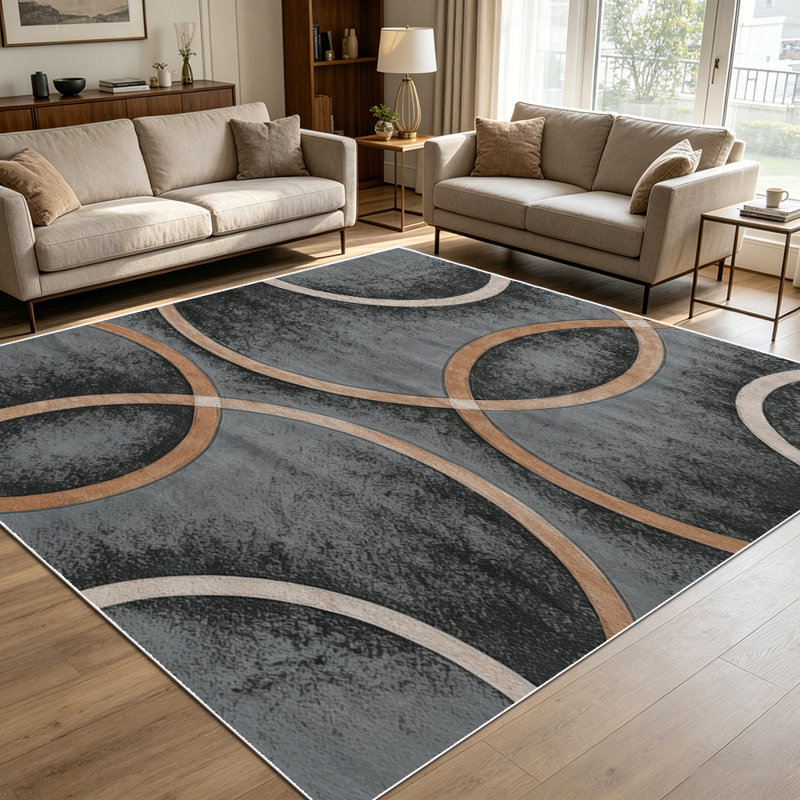 1PC Modern Geometric Distressed Circle area rugs for Living Room, Soft and Comfortable, Suitable for all seasons, easy-to-maintain, machine washable Indoor floor mat, Under Table Farmhouse suitable for dining room, bedroom, entryway, kitchen, home