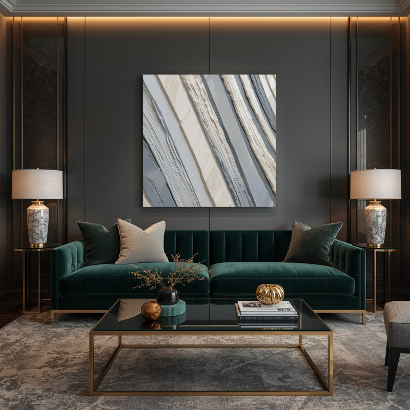 DiagonalStripes, pierre, gris clair, toile, art mural, H 16 po x l 16 po