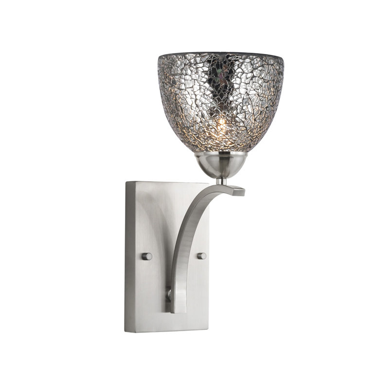 Applique murale articulée à intensité variable à 1 lumière Gennadius, Verre mosaïque ambre, Nickel satiné