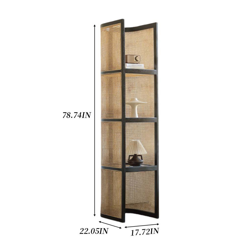 Rattan Solid Wood High Bookcase