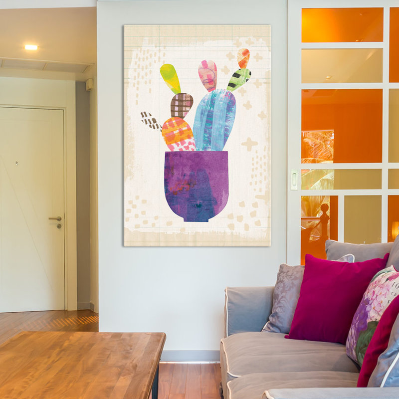 Cactus de collage iii. impression sur toile, H 12 po x l 8 po x P 0,75 po
