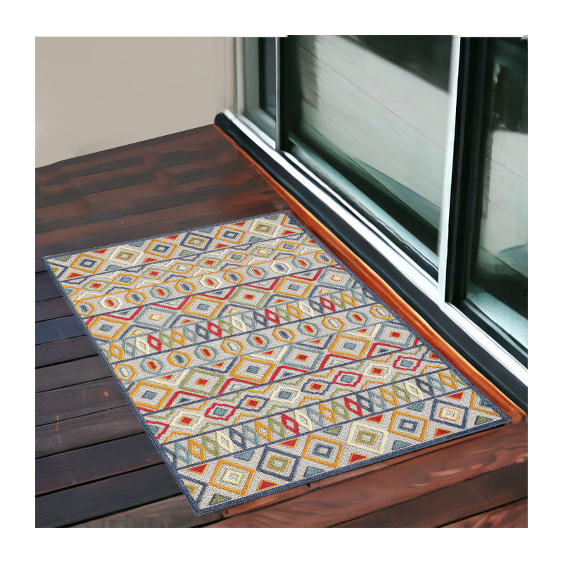 Tapis intérieur multicolore à motif aztèque, Rectangle 3 pi x 5 pi