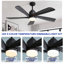 Ventilateur de plafond 52 po avec lumières DEL Damecia-1836628955