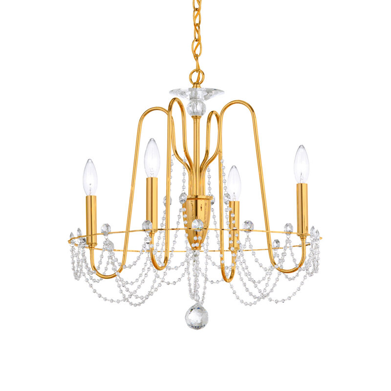 Esmery 4 - Light Chandelier, Clear Heritage Crystal, French Gold