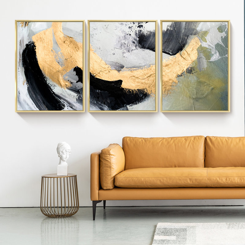Ensemble de 3 peintures sur toile encadrées