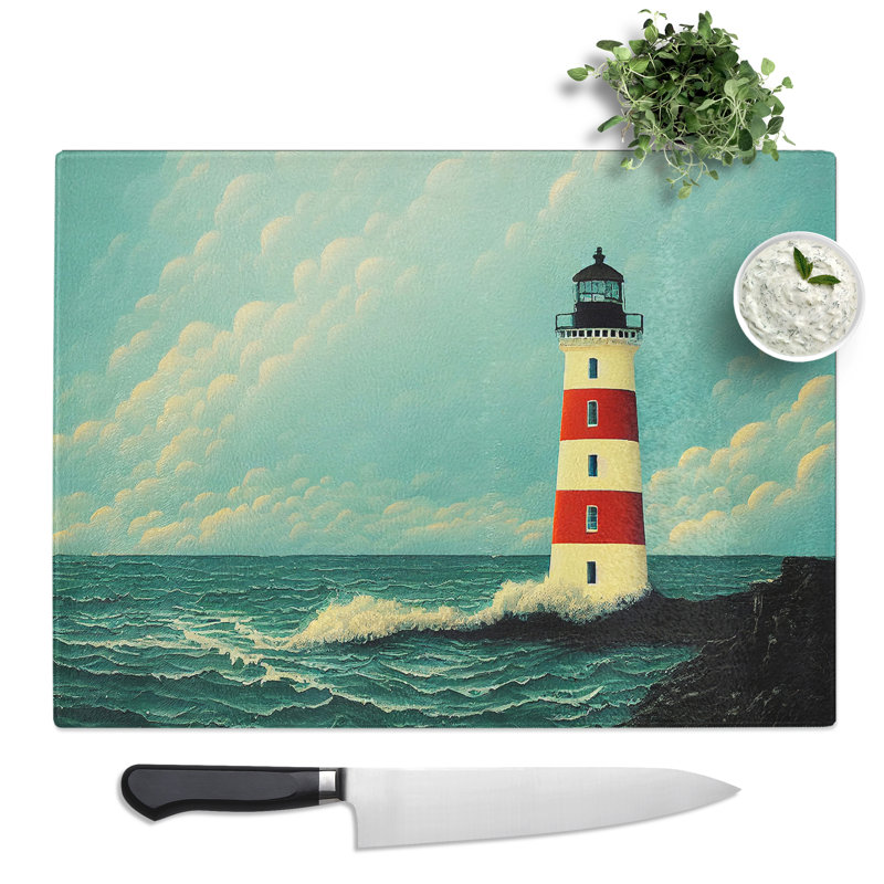 Imaginative Lighthouse  Glass Chopping Board