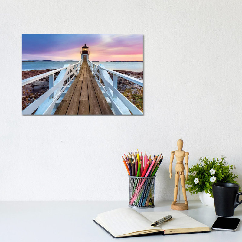 Marshall Pointe Lighthouse Sunset, Port Clyde, Maine by Susanne Kremer - Wrapped Canvas Print, 20.32cm H x 20.32cm W