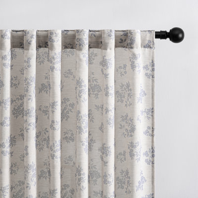 Rustic Floral and Leaf  Cotton-Linen Blend Back Tab Curtains for Living Room Bedroom