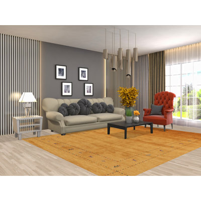 Tapis tribal jaune rouille Gabbeh