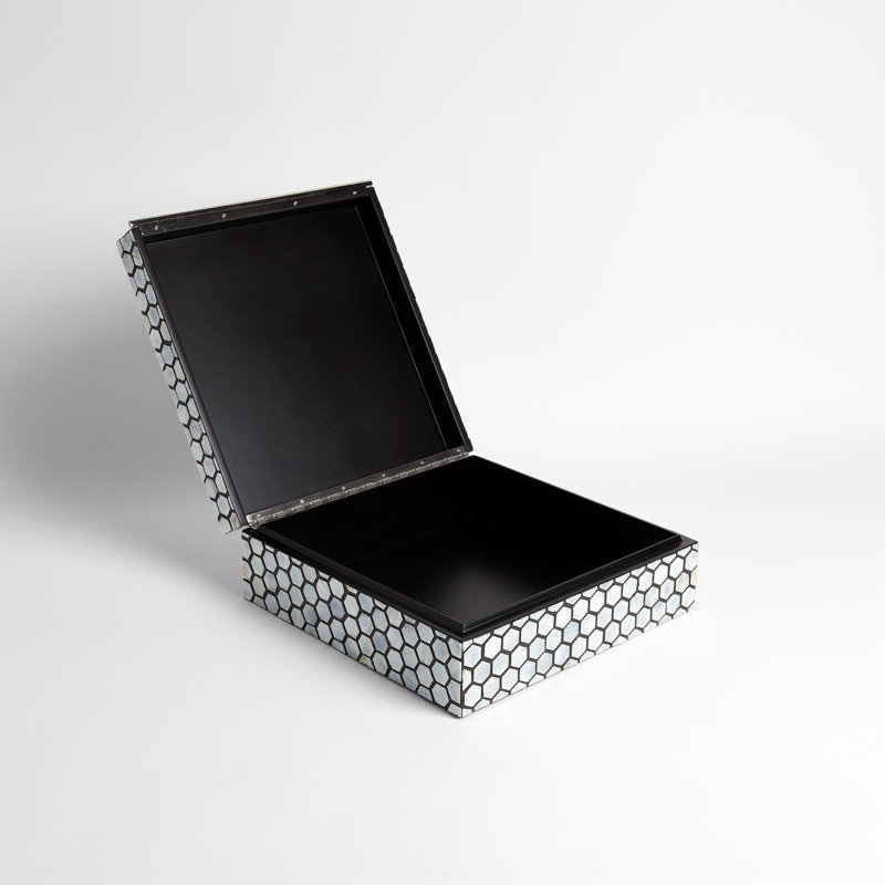 Mother of Pearl Box, Pearl, 4.5" H x 13" W x 13" D