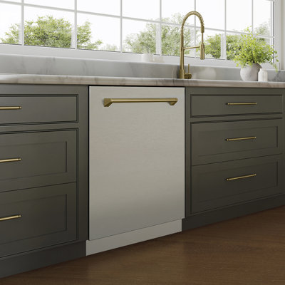 ZLINE Autograph 24 in. Tallac 3rd Rack Dishwasher in Stainless Steel with Handle, 51dBa