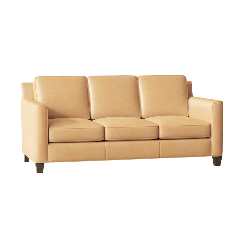 Canapé à accoudoirs carrés en cuir véritable 76 po Yorba, Cuir véritable Fumo Aline, Pavées