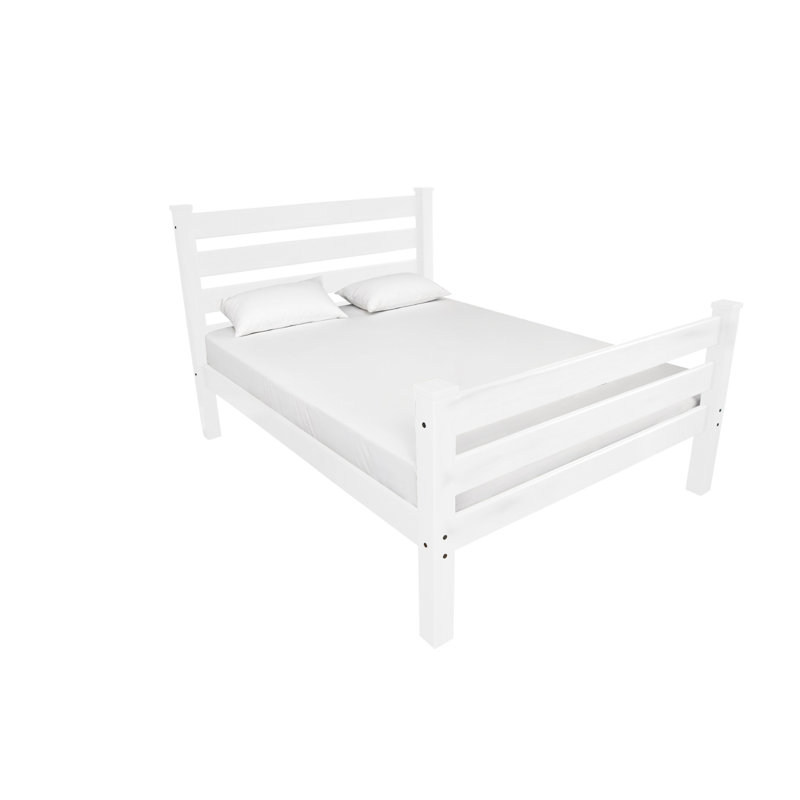 White Solid Wood Full Bed Frame