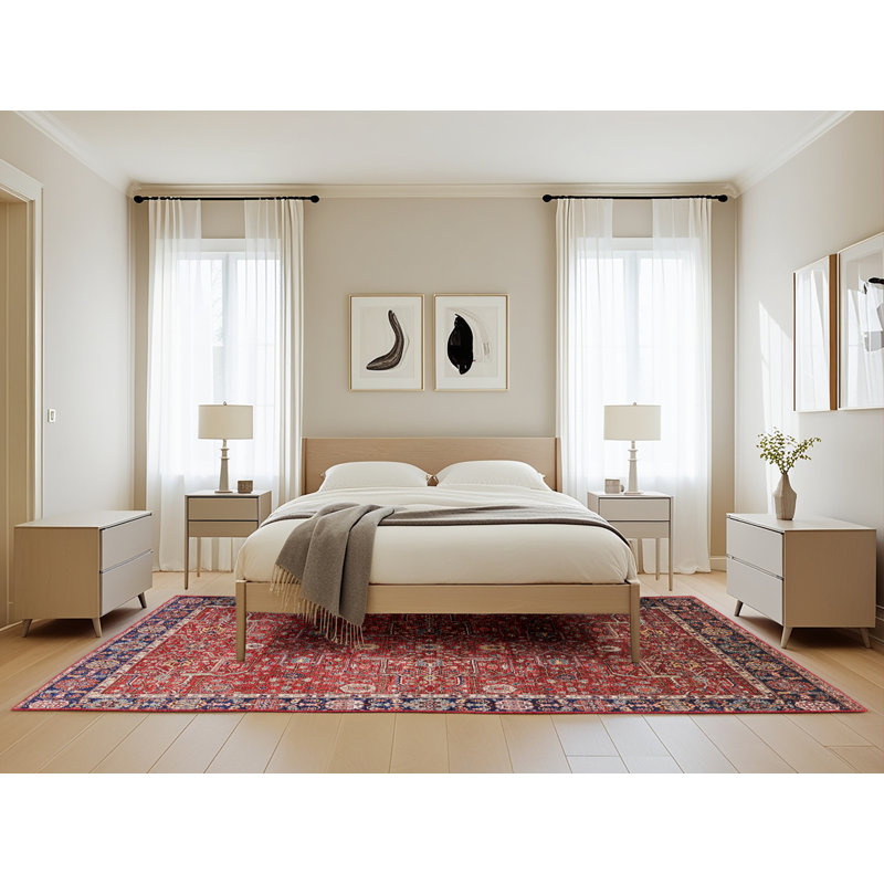 Tapis de style oriental rouge, Rectangle 5 pi x 8 pi