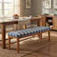 Banc de chaises de salle à manger moderne de 53 po, siège rembourré en tissu avec structure en bois massif pour table de cuisine, coin-repas et café, carreaux bleus-1826073836