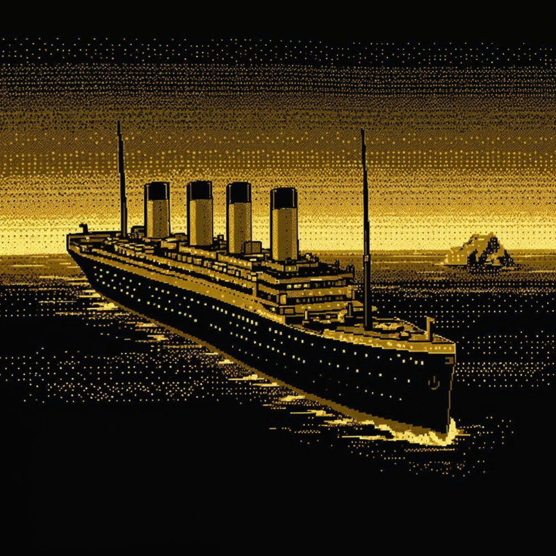Historic Ocean Liner Duvet Covers, Twin, Black and Gold