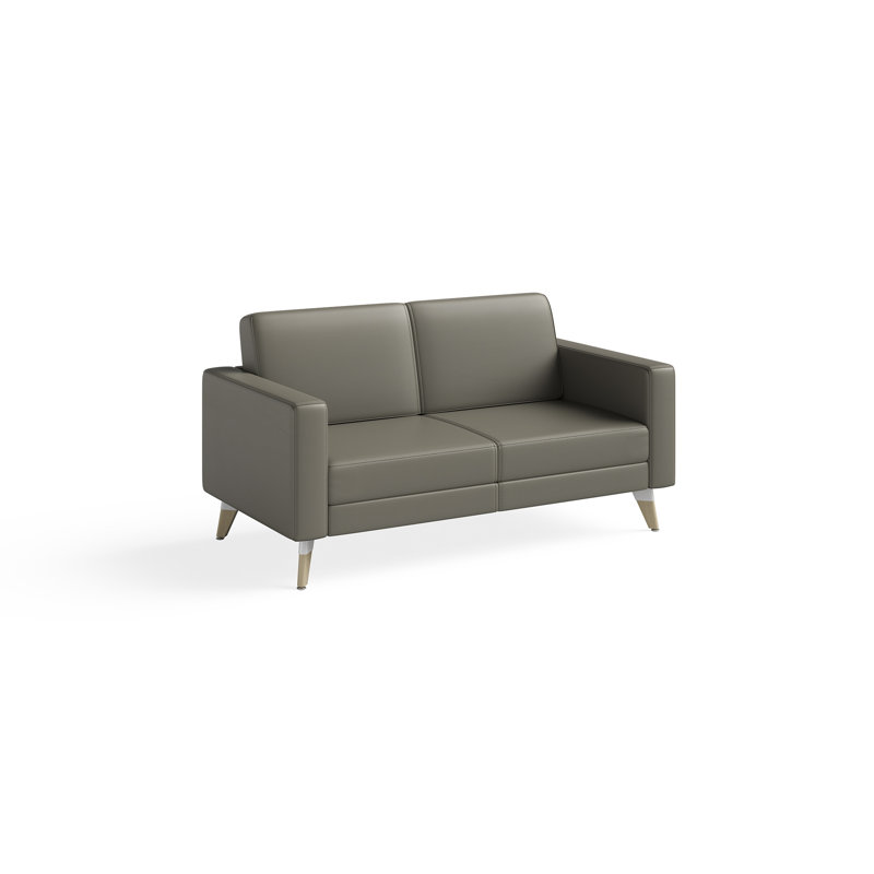 Cambria Vinyl 34 in. Reception Loveseat, Gray Leather