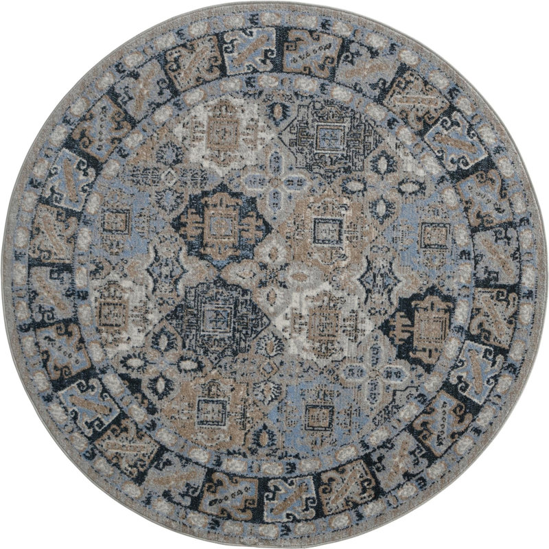 Taslin Rug, Gray, Round 5'3''