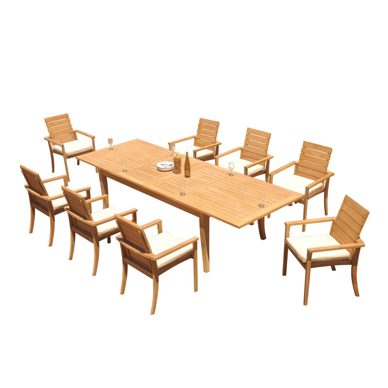 Ensemble repas rectangulaire en teck pour 8 personnes Algrave