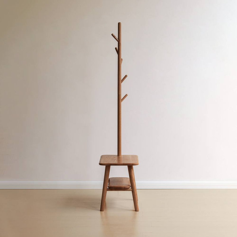 Shoe Stool With Cloth Hanger (Natural)
