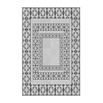 Tapis noir/blanc cassé tissé à la machine