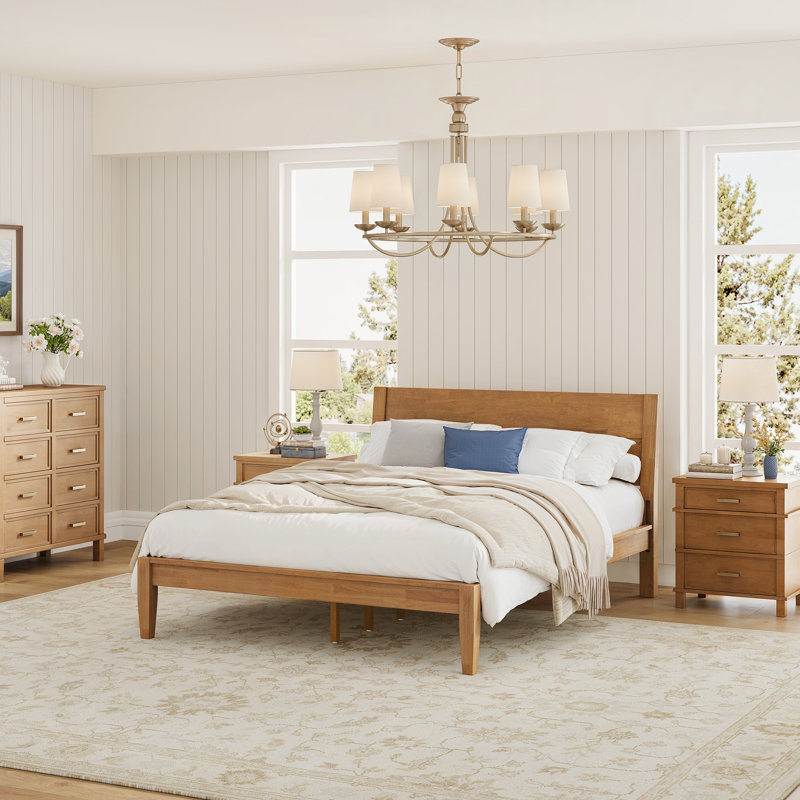 Structure de lit Mid-Century, Naturel, Grand