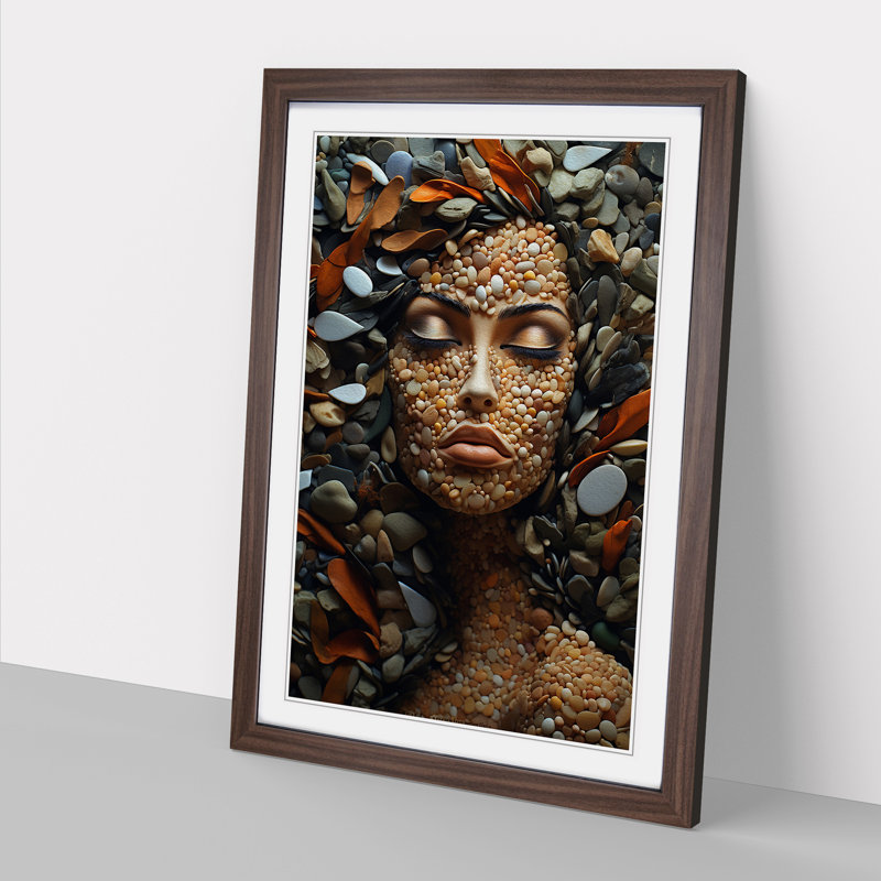 Pebbles Informel No.2 - Single Picture Frame Print on Wood, Walnut Framed, 34cm H x 25cm W x 2" D