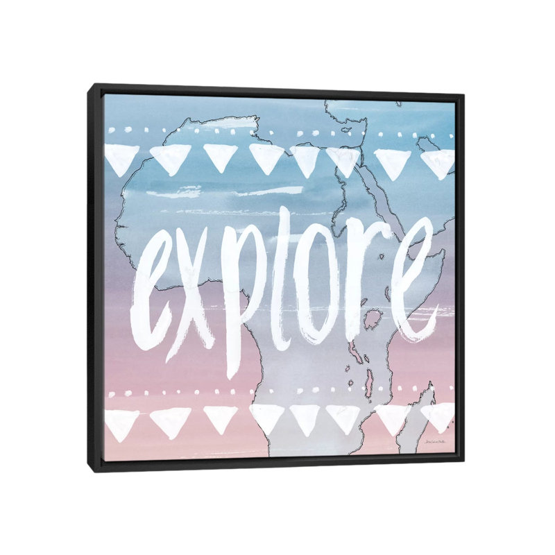 " Explore " by Sara Zieve Miller, 18" H x 18" W x 1.5" D, Black Framed Canvas, No Mat