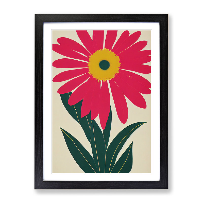 Daisy Flower Retro Vol.2 - Wall Art, Black, 64cm H x 46cm W x 2cm D