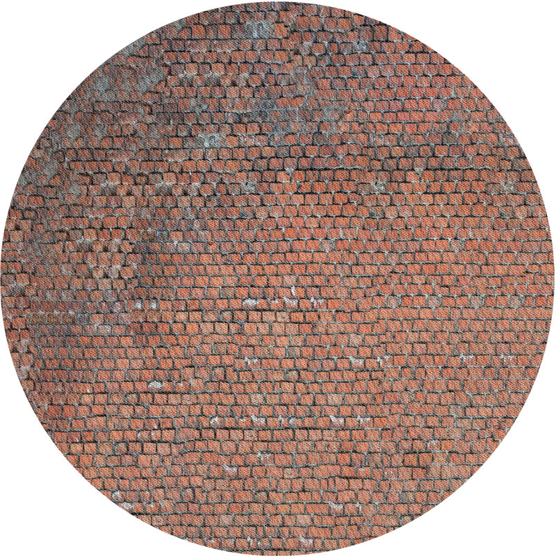Tapis rouge/bleu à motifs Nora, Rond 3 pi
