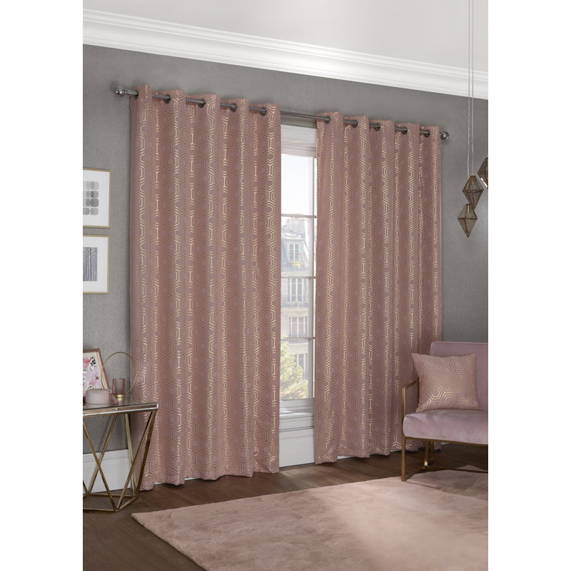 Hartford Room Darkening Sliding Panel Pair, Pink, Width 116 x Drop 137cm