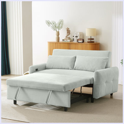 Aikens 57.5" Pull-Out Sofa Bed with Adjustable Backrest  Pillows