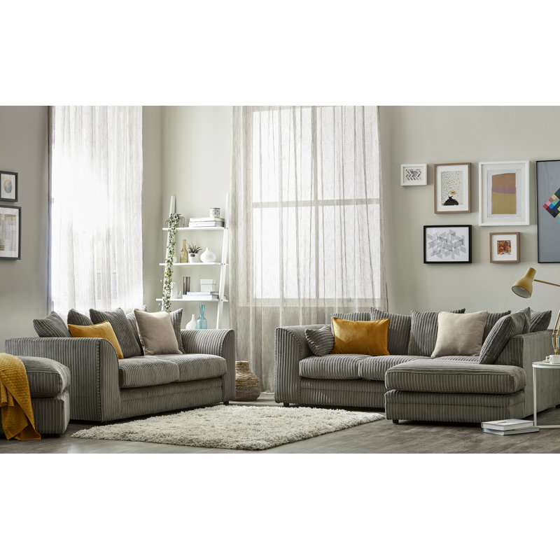 Moana 3 - Piece Living Room Set, Right Hand Facing, Grey